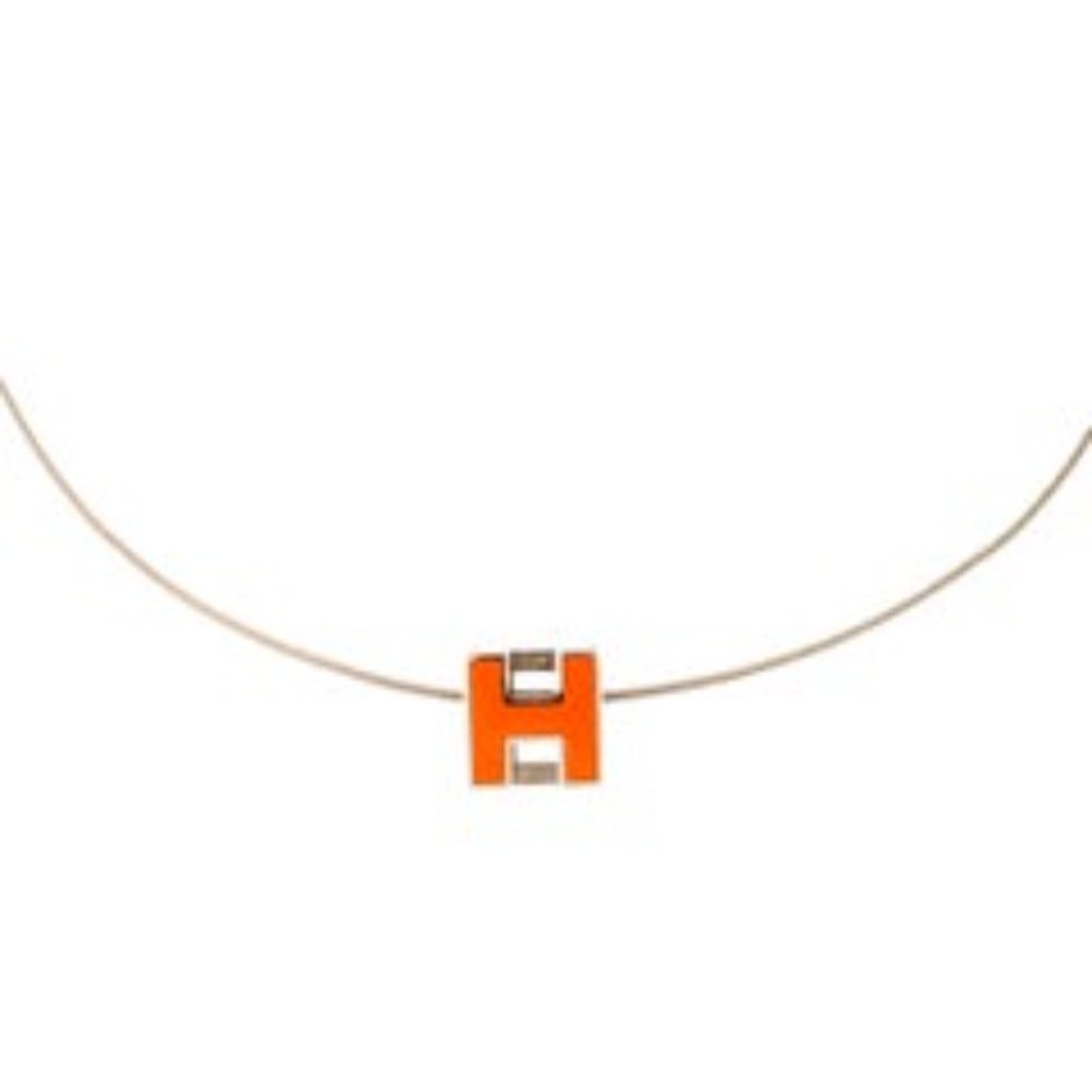 Palladium-plated Hermes Cage d'H pendant charm